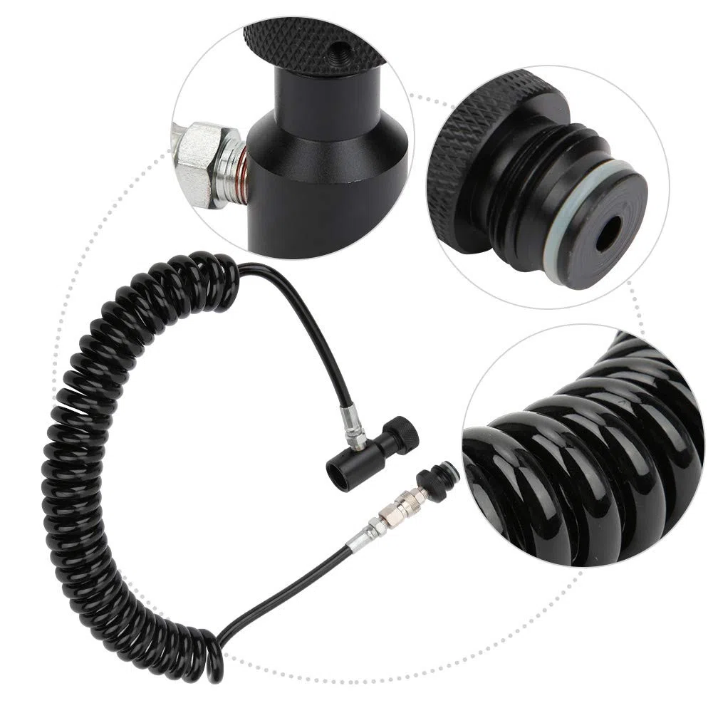 Jenngaoo Tuyau à Distance, Tuyau de Bobine d'air en Aluminium Paintball Bobine à Distance Joint Torique Ligne à Distance pour Réservoir de Bouteille d'Oxygène Co2-G1/2