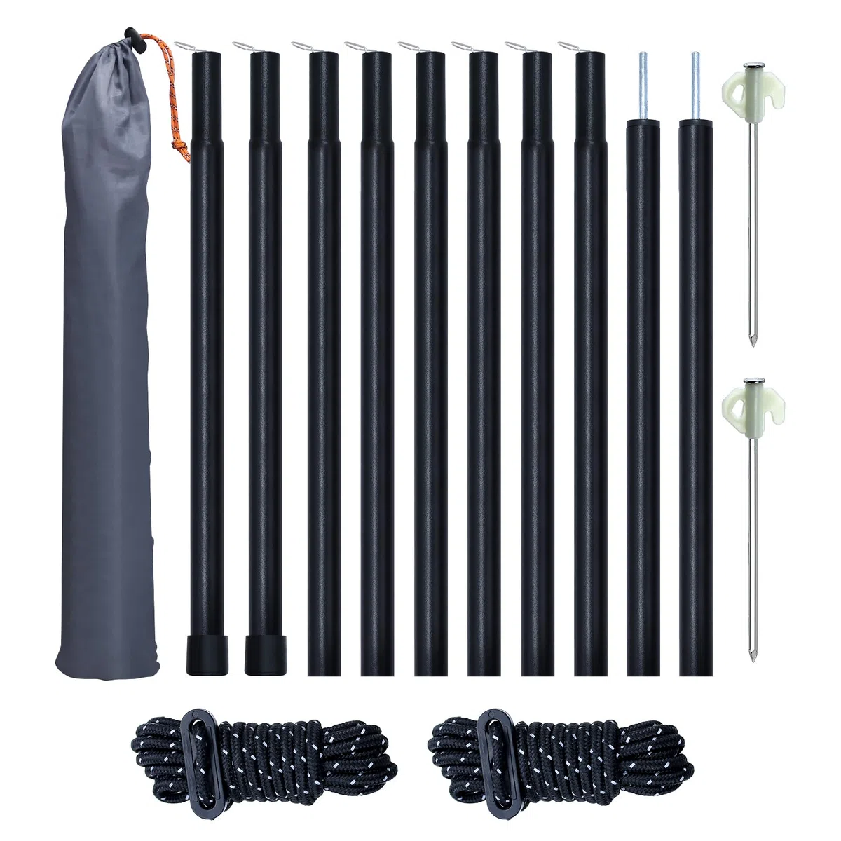 2 Pièces Arceaux de Tente Télescopique en Acier Inoxydable pour Bâche Avec Sac de Rangement Réglable de 43 à 200 cm pour Tente Tarp Auvent Voile D'ombrage