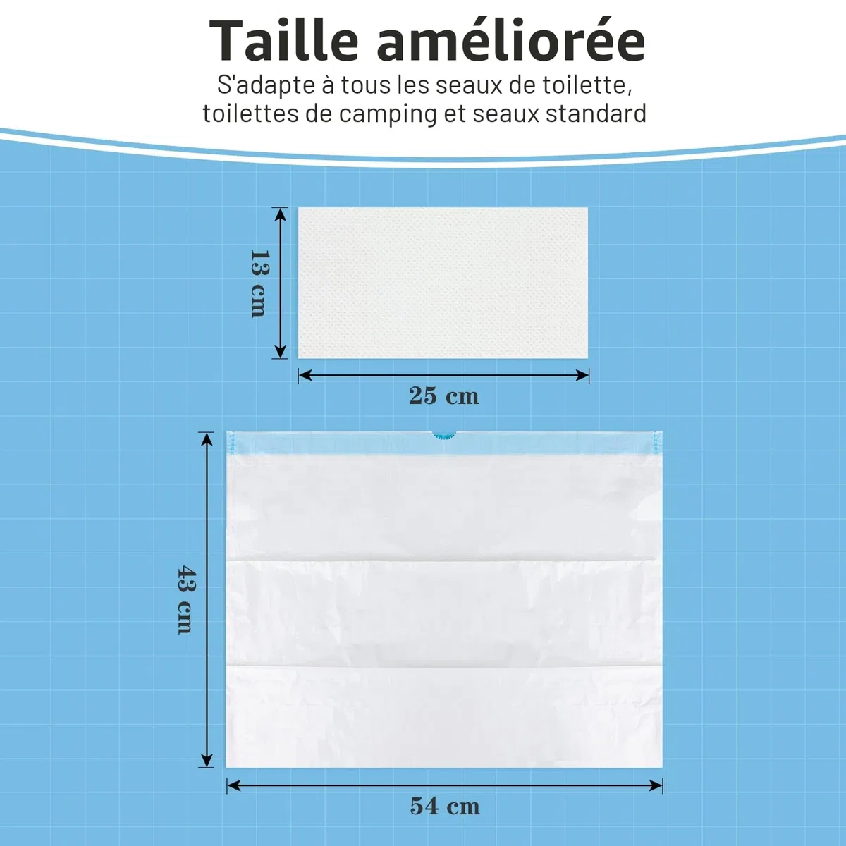 Lot de 40 sacs poubelle jetables super absorbants pour chaise percée, sacs de toilette portables, sacs de toilette de camping universels
