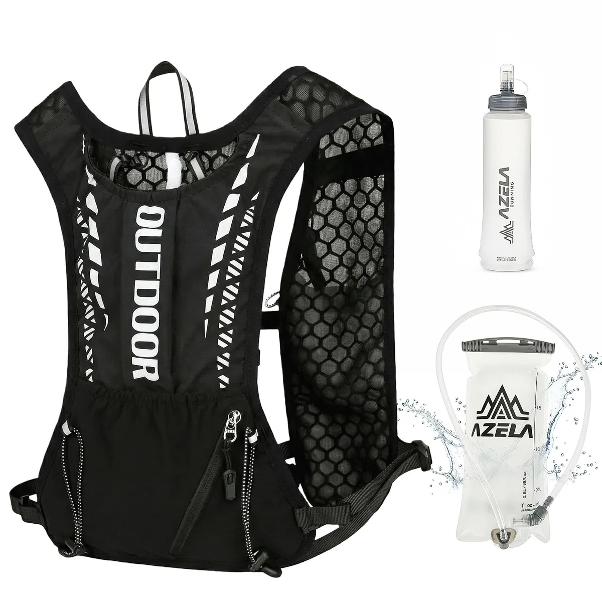 Sac Hydratation Running,Gilet Running Homme,Gilet hydratation Running Homme,Gilet Course a Pied Femme,avec 1.5L Poche Hydratation,500ML Gourde Souple,pour Cyclisme,Marathon