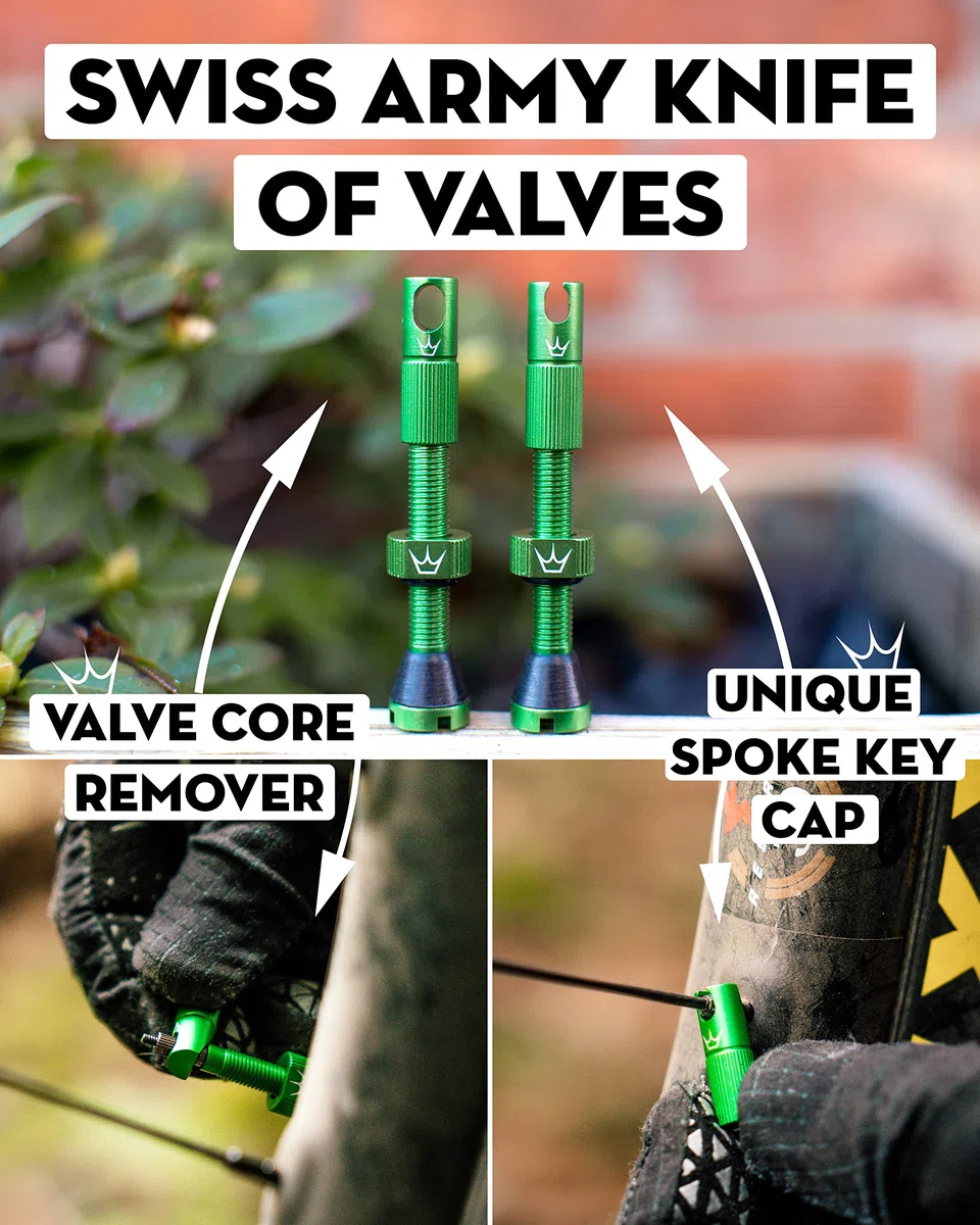 Peaty's x Chris King MK2 Valve Tubeless Presta - Clé à Rayons Intégrée, Bouchon de Retrait du Noyau de Valve, Aluminium 7075, Compatible avec Insert, Accessoire Velo pour Pneu de Vélo - Gris 42 mm