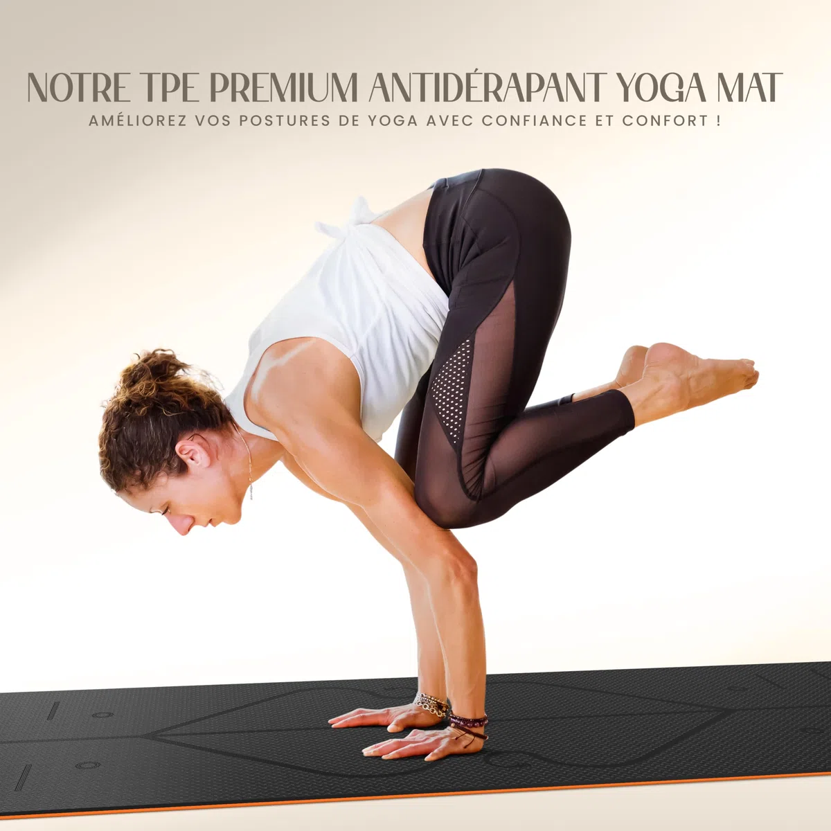 Yogii Tapis de Yoga 6 mm Antidérapant – Tapis Fitness en TPE pour Yoga, Pilates et Entraînement à Domicile – Tapis de Sport avec Lignes d’Alignement – Femme et Homme