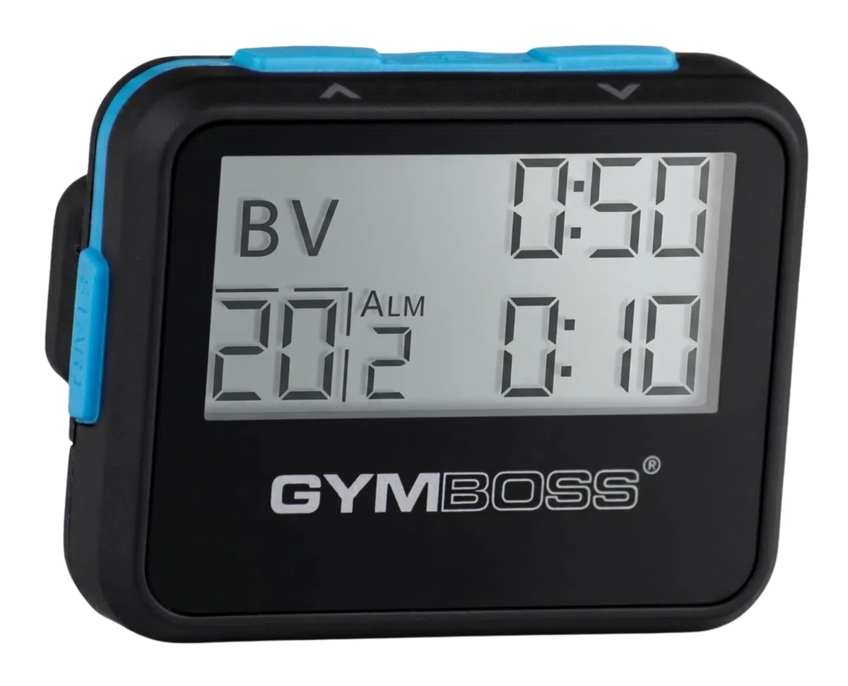 Gymboss Minuteur d’intervalle et chronomètre – Coque Noir/Bleu SOFTCOAT
