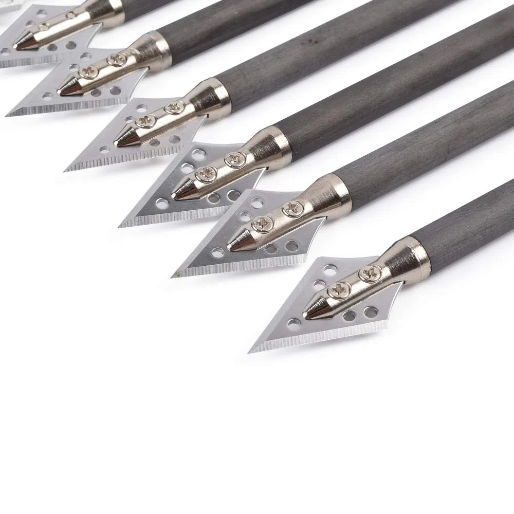 Flèches en Carbone à Boulon d'arbalète de 7,5 Pouces avec Pointe Large à 2 Lames pour la Chasse au tir à l'arc Tir 6 / PCS