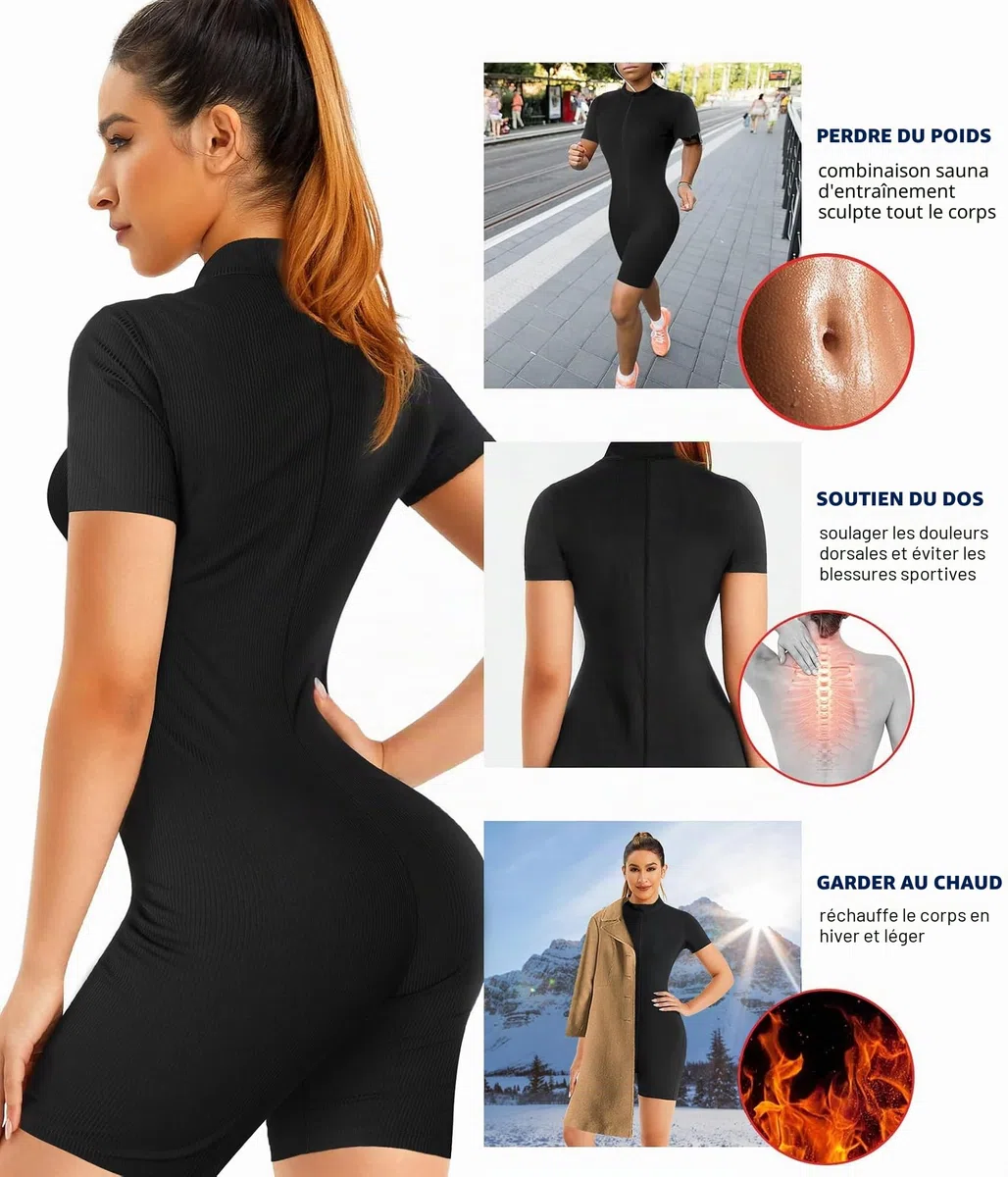 KUMAYES Vêtements de Sudation Femme Combinaison Intégrale Sauna Shapewear Costume D'entraînement Formateur Shaper Sudation Entraînement Survêtement