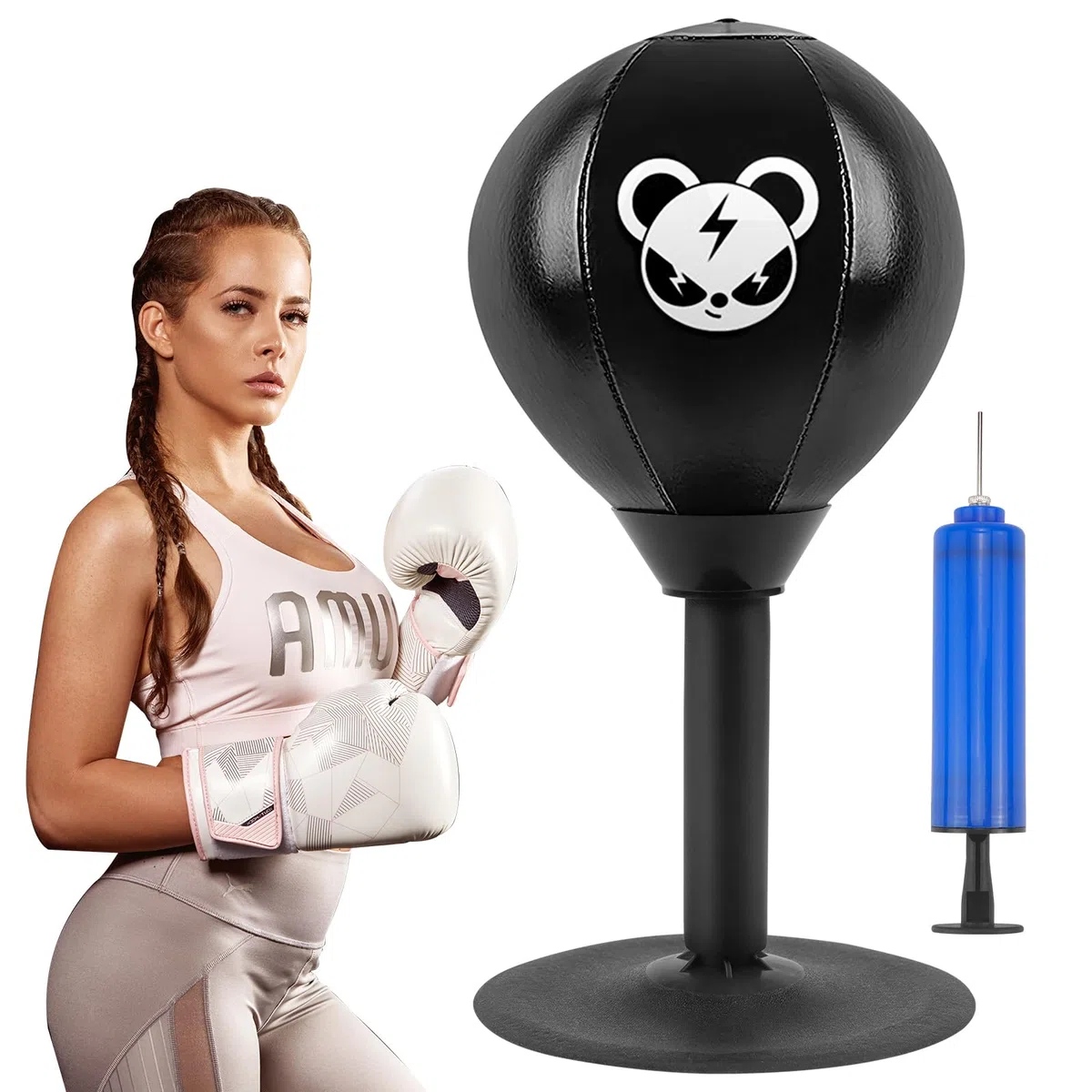 Table de punching ball - Mini sac de frappe - Avec ventouses puissantes - Soulage le stress - Pour soulager le stress