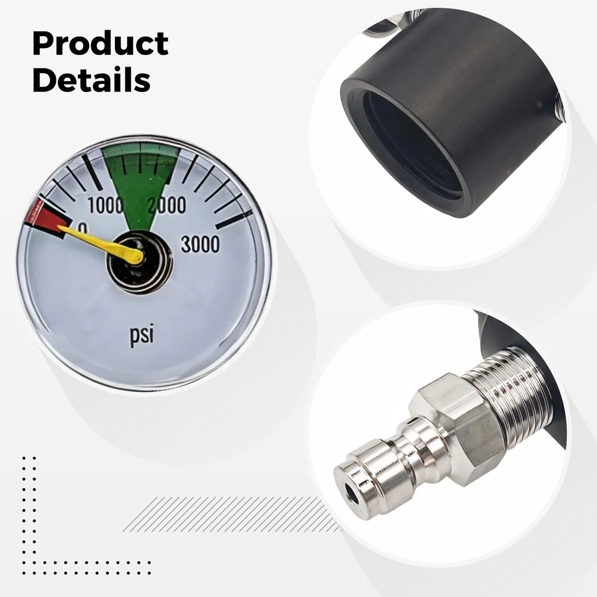 Adaptateur de remplissage à distance CO2 pour paintball, connecteur rapide avec jauge de 3000 psi, filetage G1/2-14 pour la plongée, la lutte contre les incendies