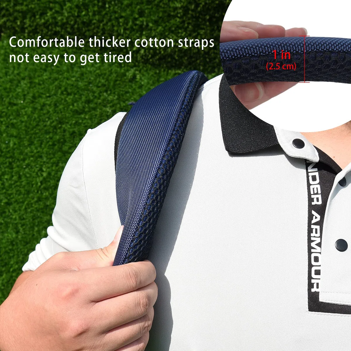 BIG TEETH Sangle de rechange confortable pour sac de golf, double bandoulière réglable, sangle rembourrée pour sac de transport de golf