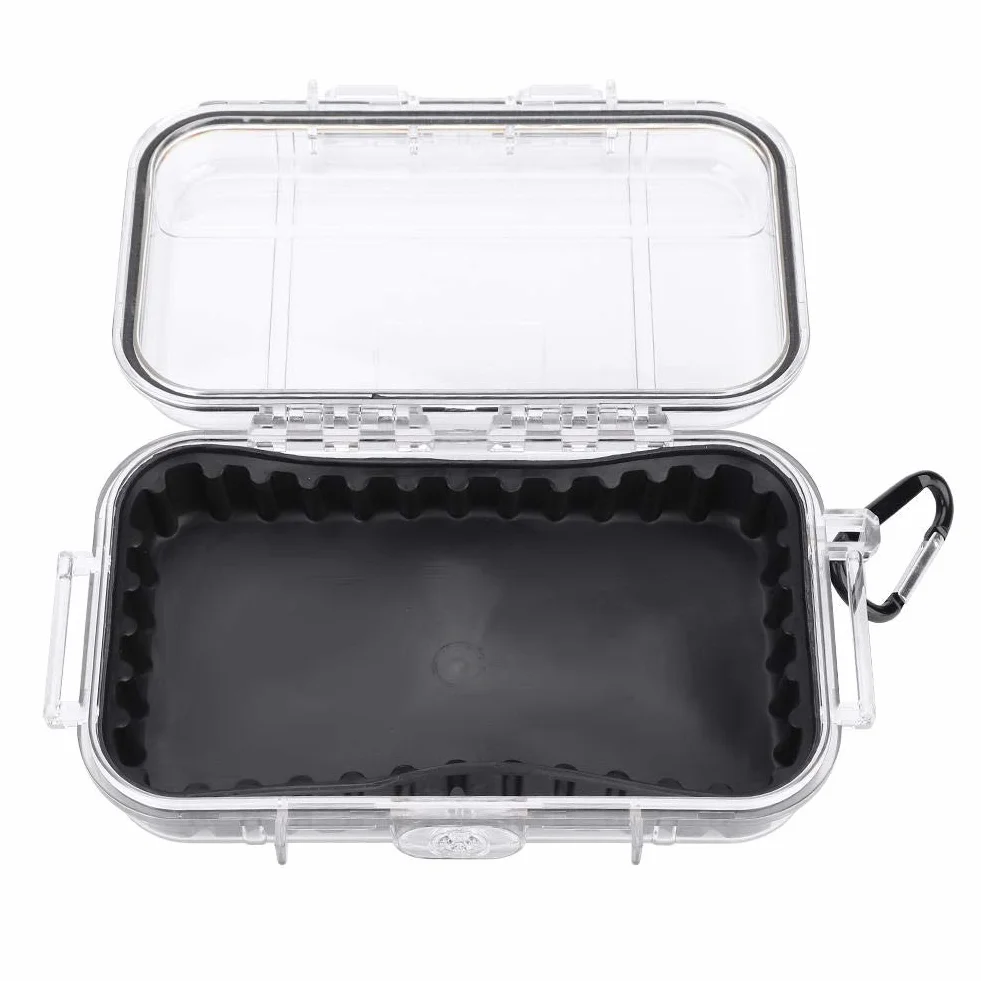 Boite Etanche Survie,Waterproof Box,Étanche Boîte Sèche Hermétique Eérieur Antichoc Étui De Rangement Polyvalent Carry Box Conteneur Intérieur Caoutchouc Pad Amovible(Transparent)