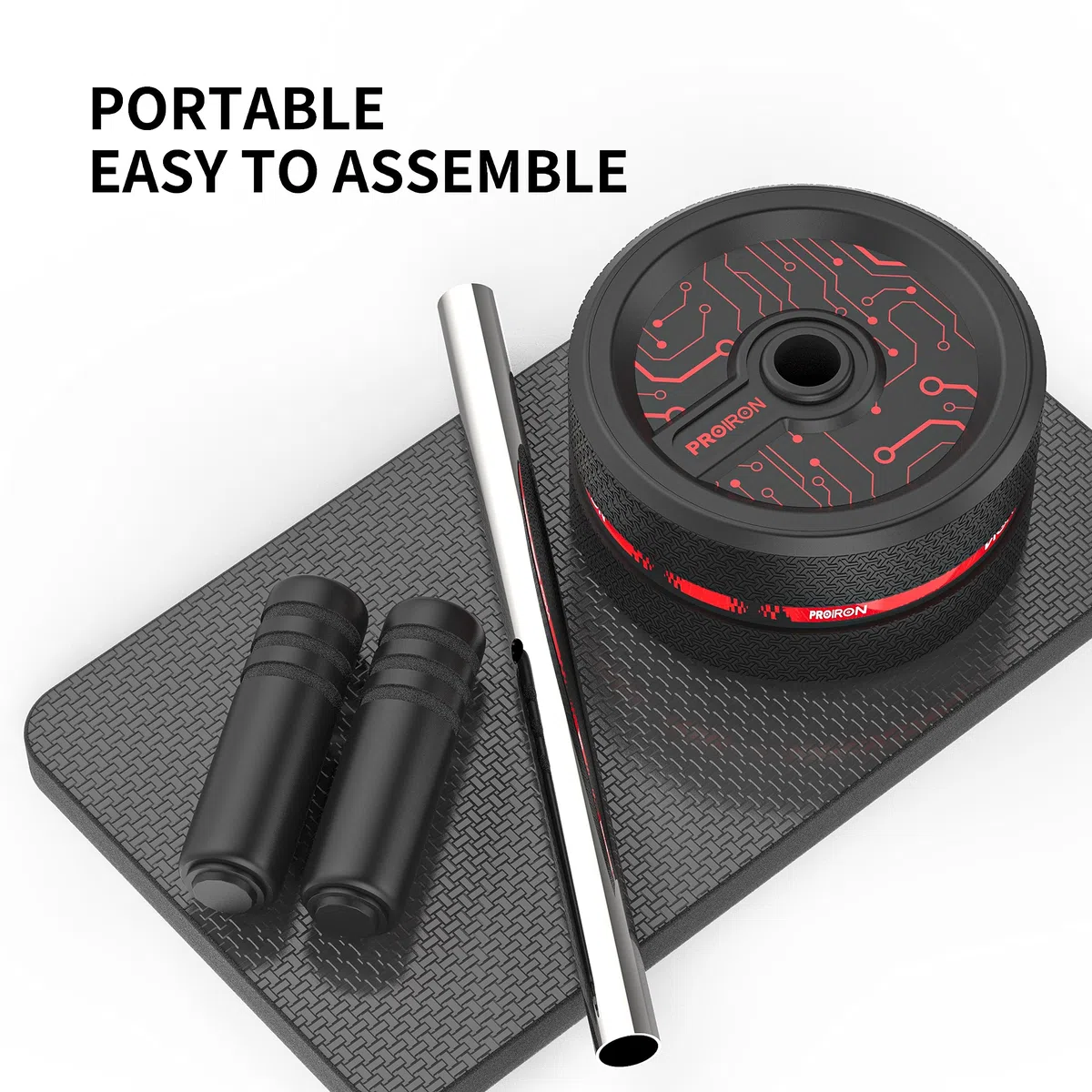 PROIRON Roue Abdominale Roue Fitness Roue AB avec Tapis pour Les Genoux pour Le Fitness Et l'Entraînement des Abdominaux Muscles De l'Épaule Musles du Bras Muscles des Cuisses