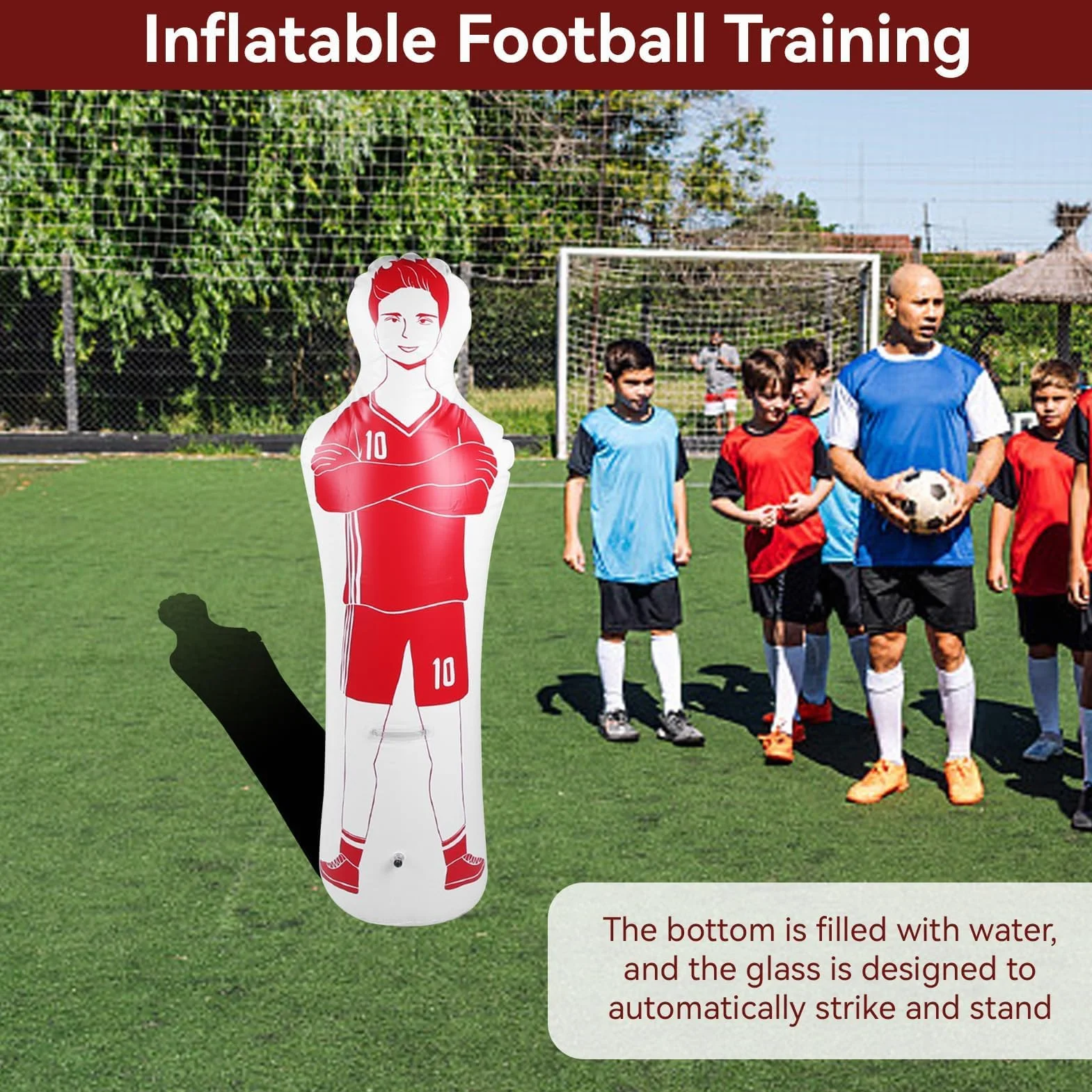 Gardien de But de Football Gonflable, mannequins Football 40 x 160 cm équipement d'entraînement Football PVC défenseur Gonflable à Fixer au Mur entraînement Gardien But pour Exercices Dribble Passe