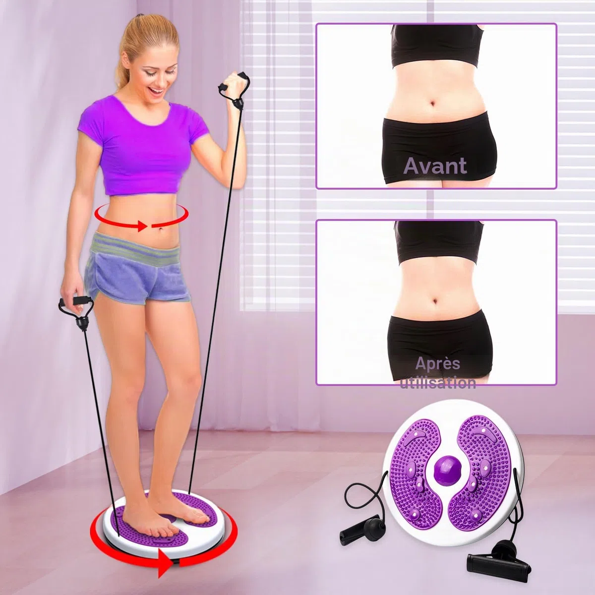Waist Twisting Disc,Waist Whisper Exercise,Twist Waist Disc Board with Drawstring,Exercise for Waist Home Gym Equipment Twist Board Exercise with Massage Foot Sole