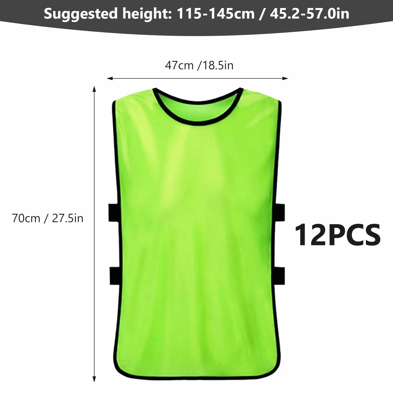 Chasuble De Sport Football, 12 Pack Chasuble Gilet De Sport, Dossards D'entraînement, Chasuble Football, Gilet D'entraînement De Football, Gilets Sport Maillots Pour Les Juniors Et Les Adultes (Vert)