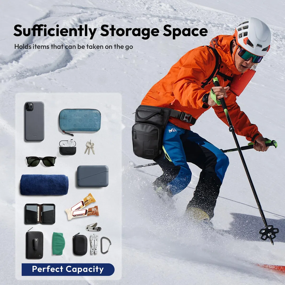 Sac pour Les Jambes Moto Sacoche de Cuisse Pêche Sac de Jambe Tactique, pour Hommes et Femmes, Conçu pour la randonnée, l'alpinisme, la Moto, la pêche,Multi-Poches