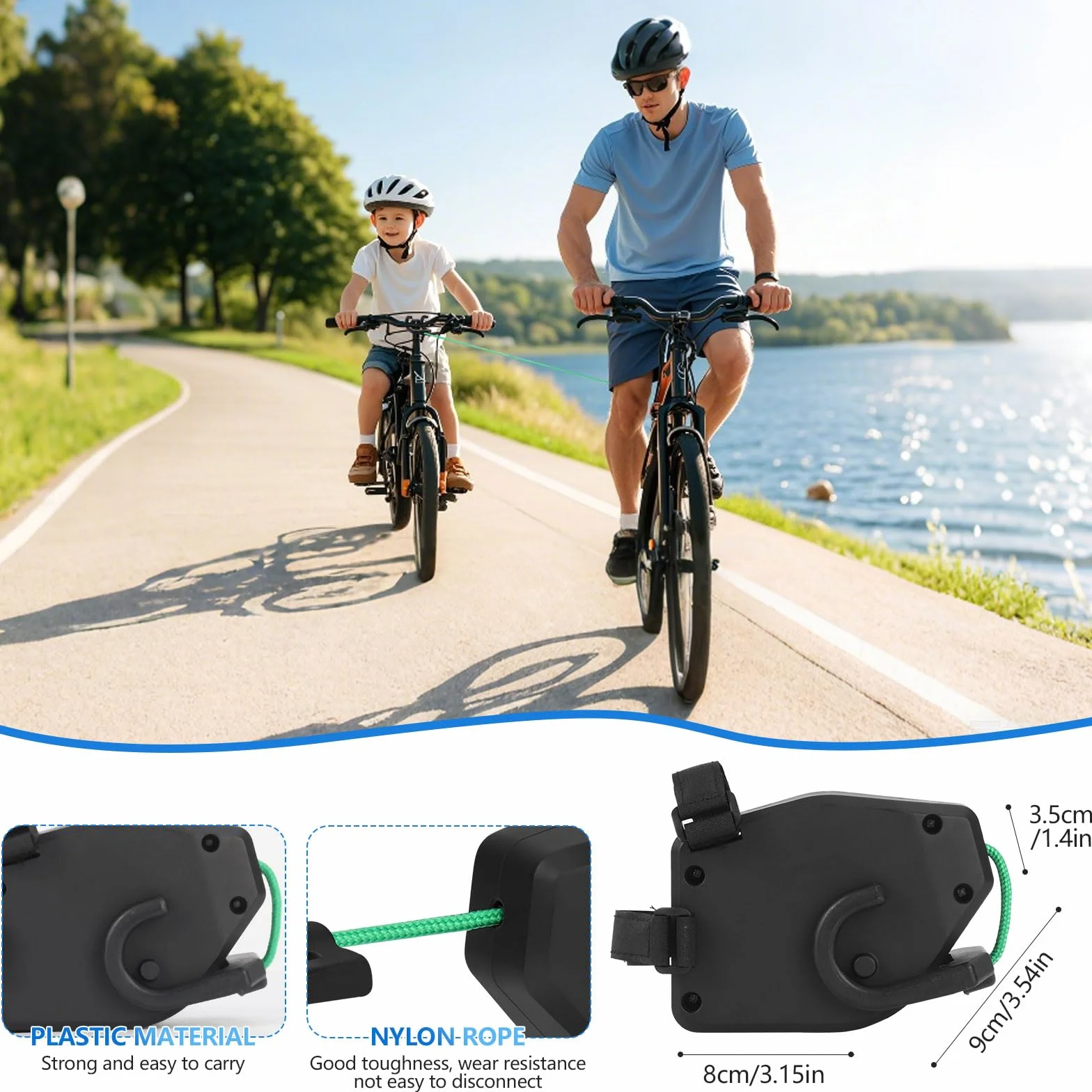 Corde de Remorquage pour Vélo,GuKKK 2.5M Barre de Remorque Velo Enfant,Corde de Tractionde Vélo Rétractabl avec Crochet de sécurité Remorquage Accessoires pour Enfants VTT