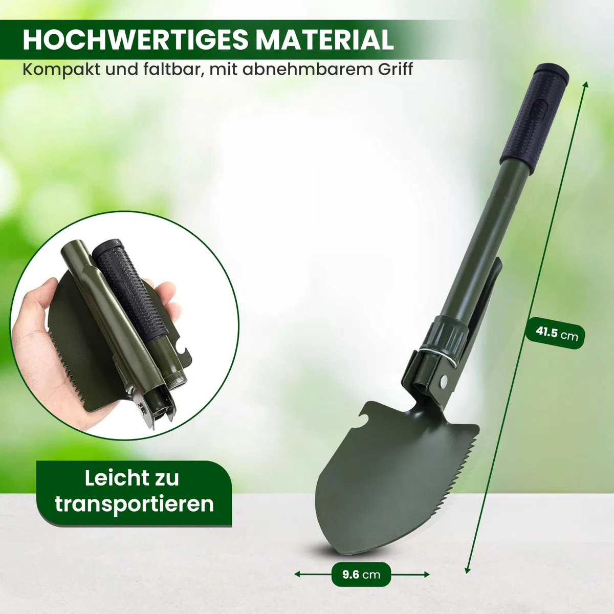 Bêche pliante multifonction, style armée allemande, pelle de survie avec houe et scie, équipement de randonnée, bushcraft