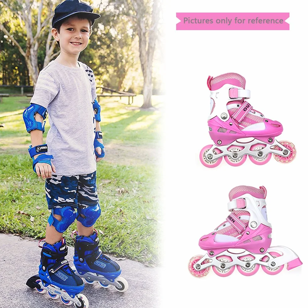Rollers en Ligne Enfant, Rollers en Ligne Garcon&Fille, Rollers en Ligne Ajustable Taille Réglable (Taille 35-38) ABEC 7, Roller Enfant 4 Roues