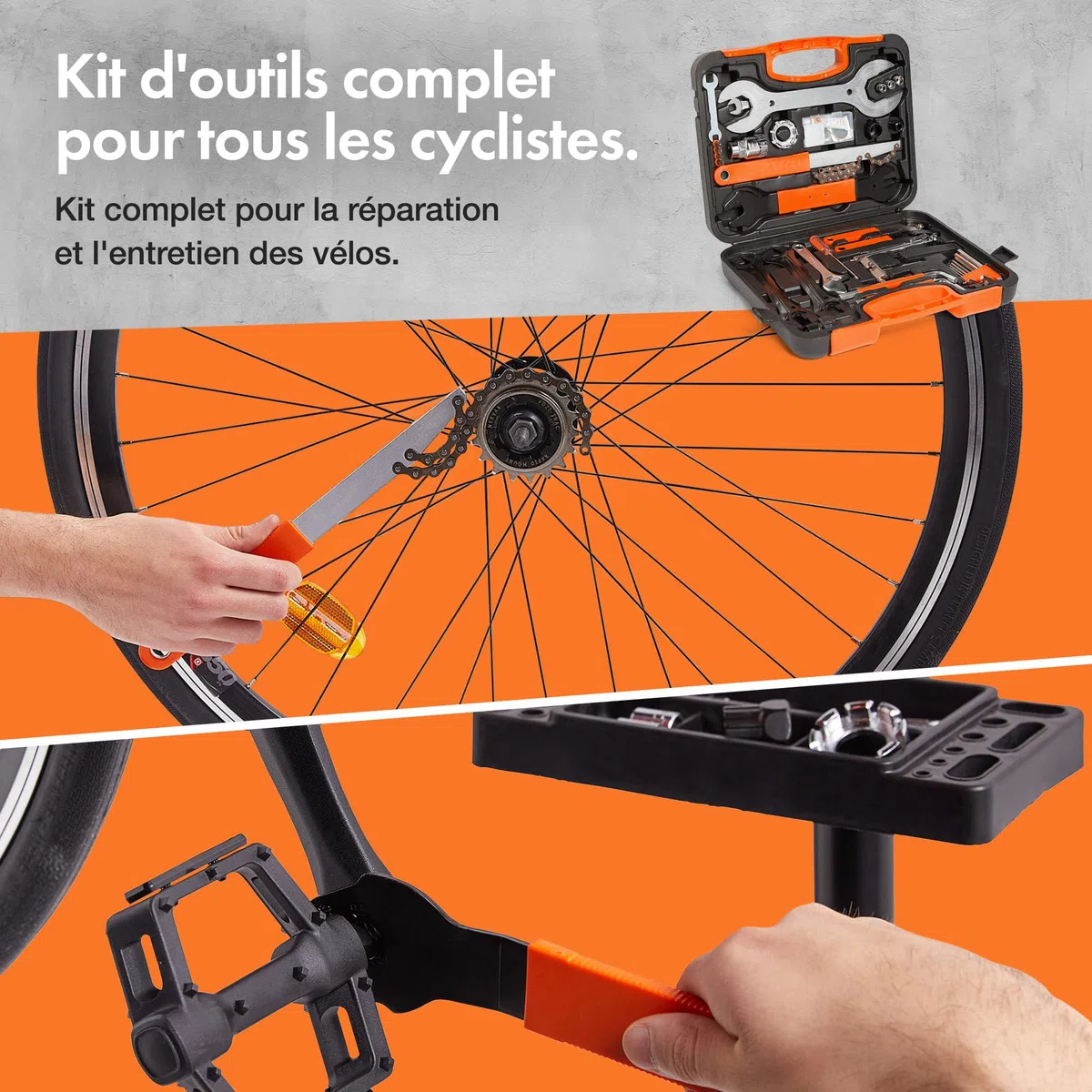 VonHaus Kit d'Outils de Vélo 35 Pièces – Kit de Réparation de Vélo Portable, Outils pour Vélo de Route, Électrique et VTT avec Étui de Transport – Convient pour la Réparation Professionnelle de Vélos