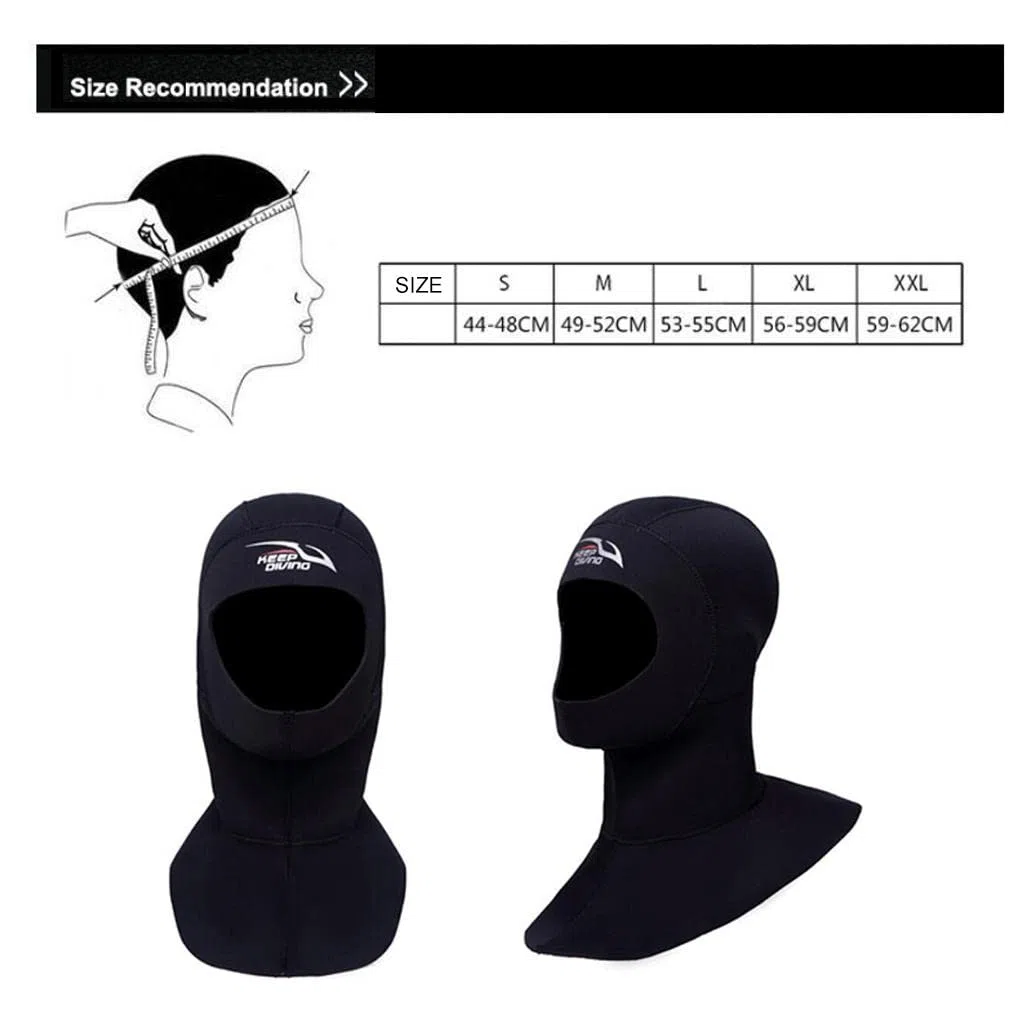 rockible Cagoule de en Néoprène de Qualité Supérieure avec Capuche à Bavette Ventilée 3 Mm pour Homme et Femme pour en, Kayak, Voile, Can, Noir L