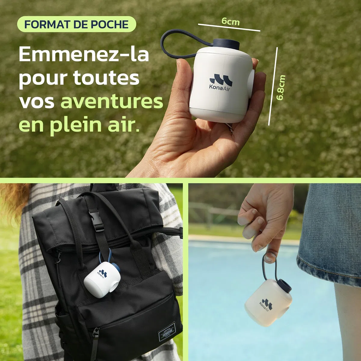 Woowind Pompe à Air Électrique, Pompe à Matelas Pneumatique sans Fil pour Flotteurs de Piscine, Anneaux de Natation, Lit Pneumatique, Canapé Pneumatique, Alimentée par Batterie Rechargeable