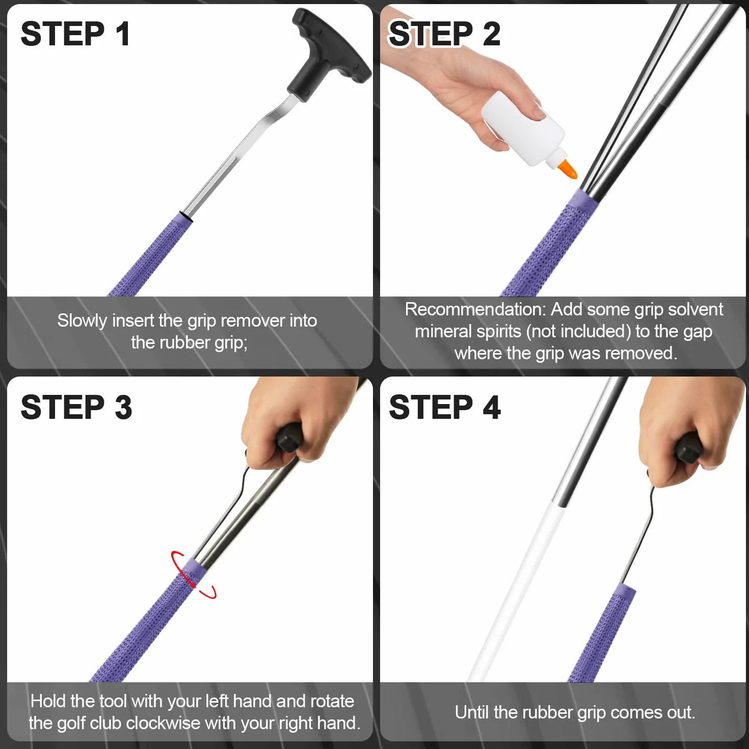 PEUTIER Outil de Retrait de poignée de Golf, 27,9 cm avec rainure en V pour poignées oscillantes de Longueur Standard, en Acier à Haute teneur en Carbone, Accessoires pour enlever la poignée