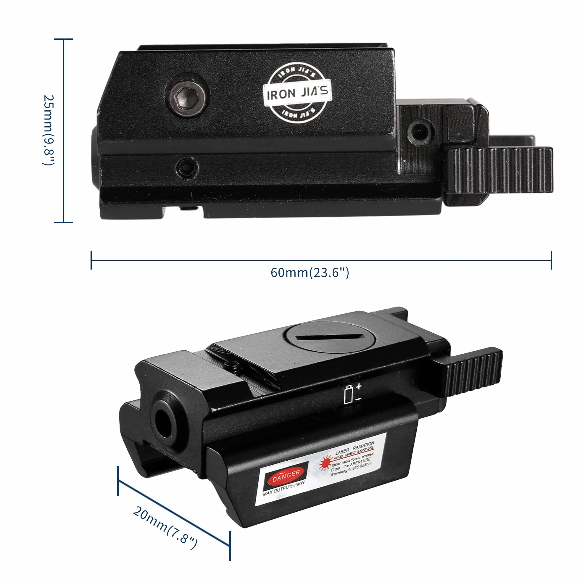 Iron jia's Pistolet Airsoft Laser Pointeur Laser Pointeur Puissant Viseur Point Rouge pour Pistolet a Plomb 20 mm Compact Rail Tactique