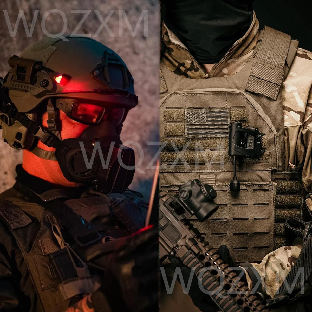 Lampe Tactique Casque avec Lampe LED IR Blanche et Rouge, Accessoires Casque Militaire, Montage système Molle Casque Rapide Mich Rail Picatinny, Lampe signalisation Survie pour(Tan)