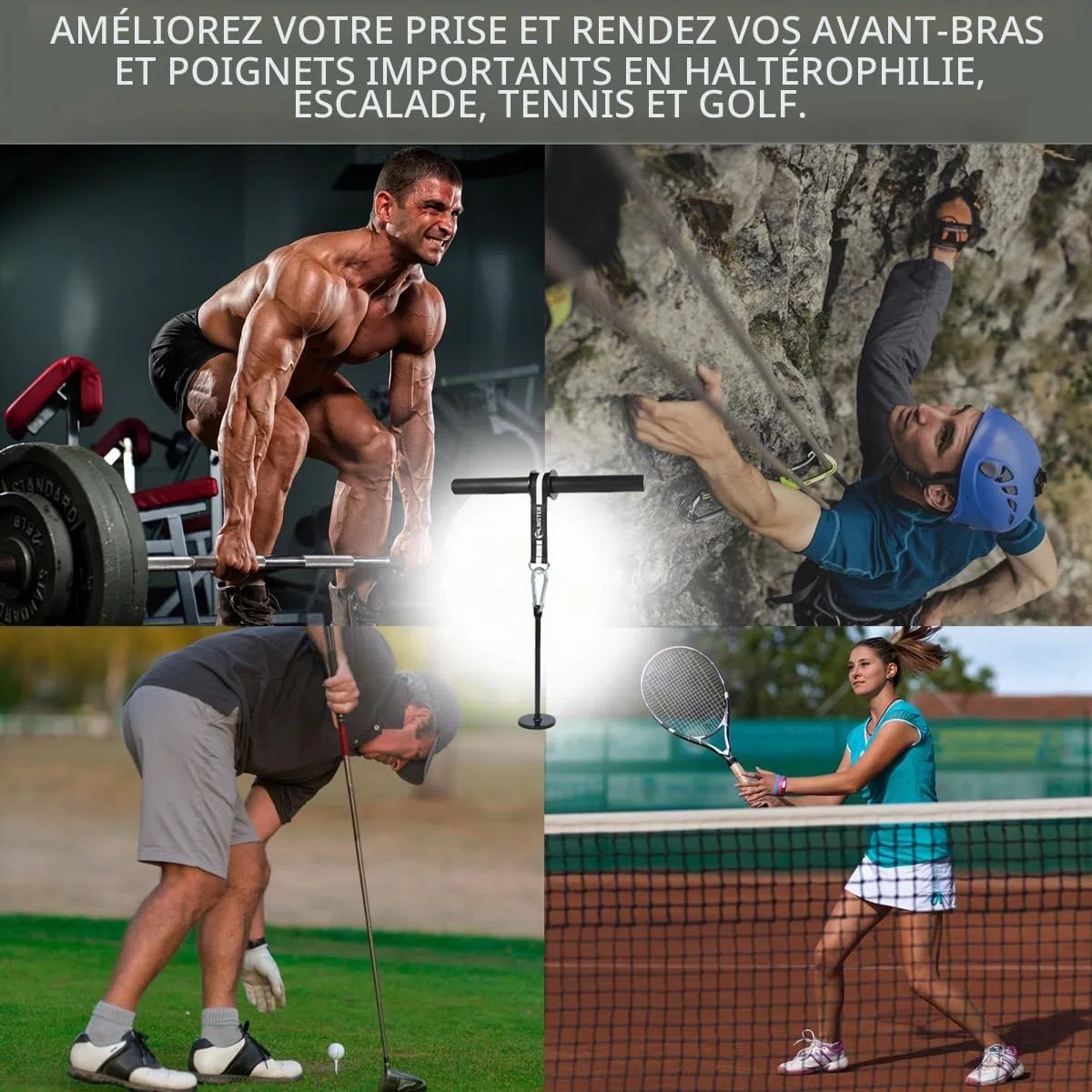 Appareil d'entraînement pour avant-bras et poignet Avec sangle en nylon extrêmement solide Pour l'entraînement musculaire à la maison, en salle de sport ou dehors