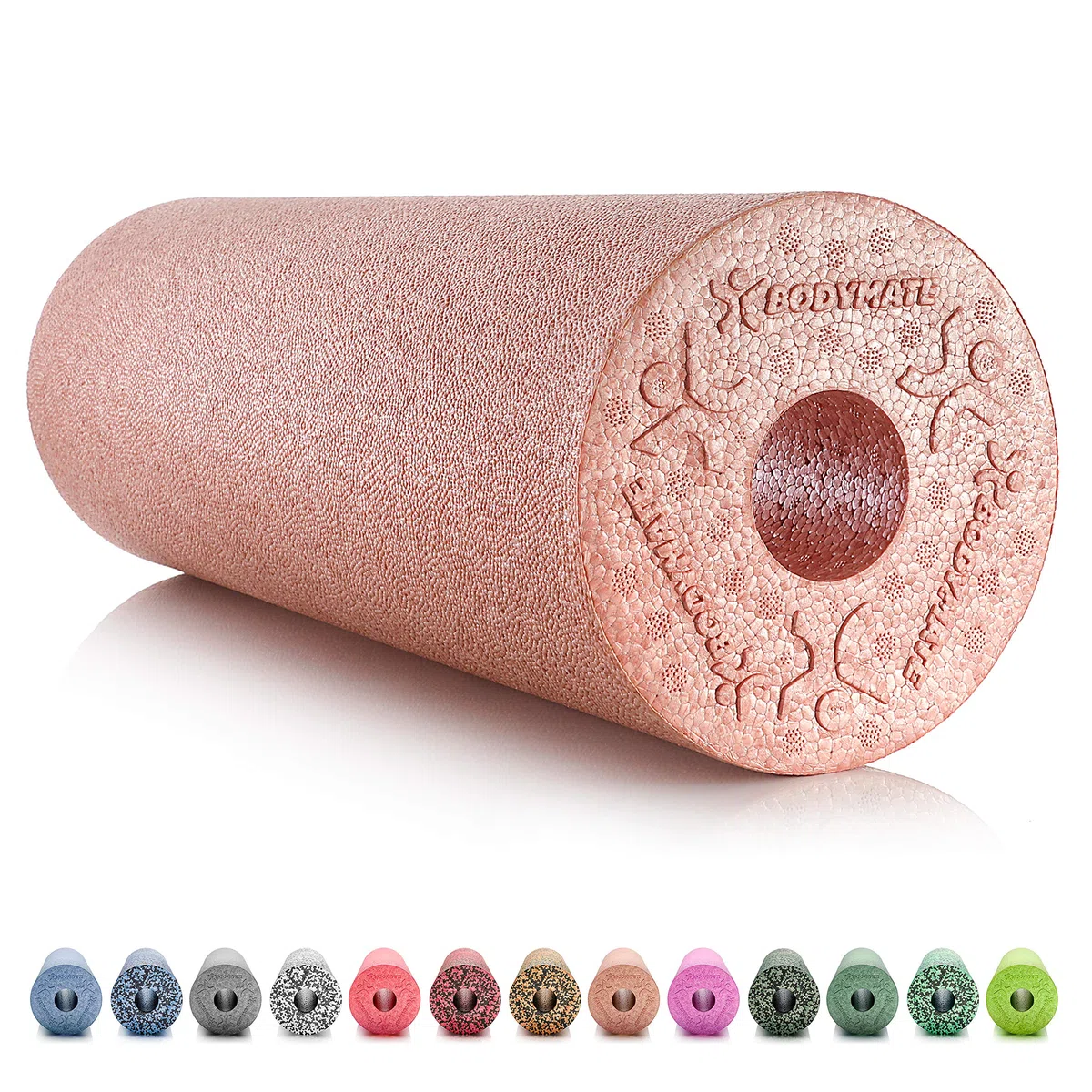 BODYMATE Rouleau de Massage fascias Standard L45cm Ø15cm dureté Moyenne + E-Book Gratuit - Rose gold