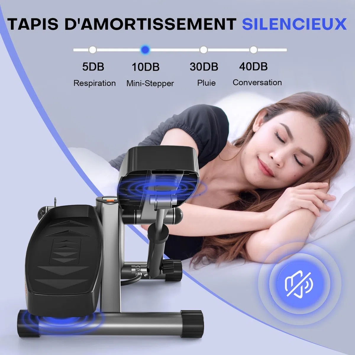 Vannect Stepper 2 en 1 Avec Cordes Élastiques, 16 Niveaux de Résistance, Mini Stepper d'Appartement, Écran Multifonctions, Fitness Pour la Maison, Idéal Pour Jambes, Bras, Fesses, Jusqu'à 150Kg