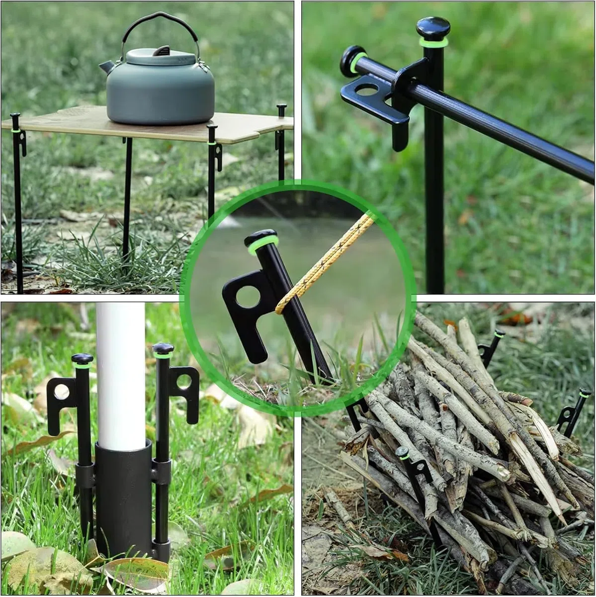 Lot de 10 piquets d'ancrage au sol de 35 cm - Robustes - En métal - Résistants aux tempêtes - Pour camping, plein air, randonnée