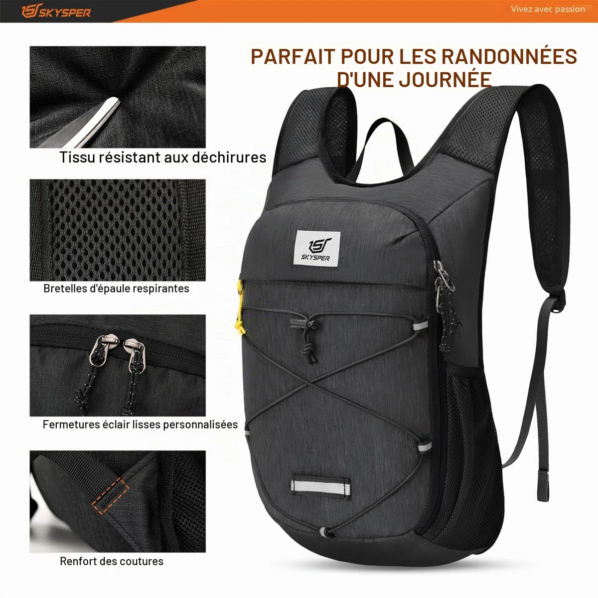 SKYSPER Sac à dos Pliable Léger 10L, Sac à dos Randonnée Petit Sac a Dos Homme Femme pour Voyage Loisir Velo Sport