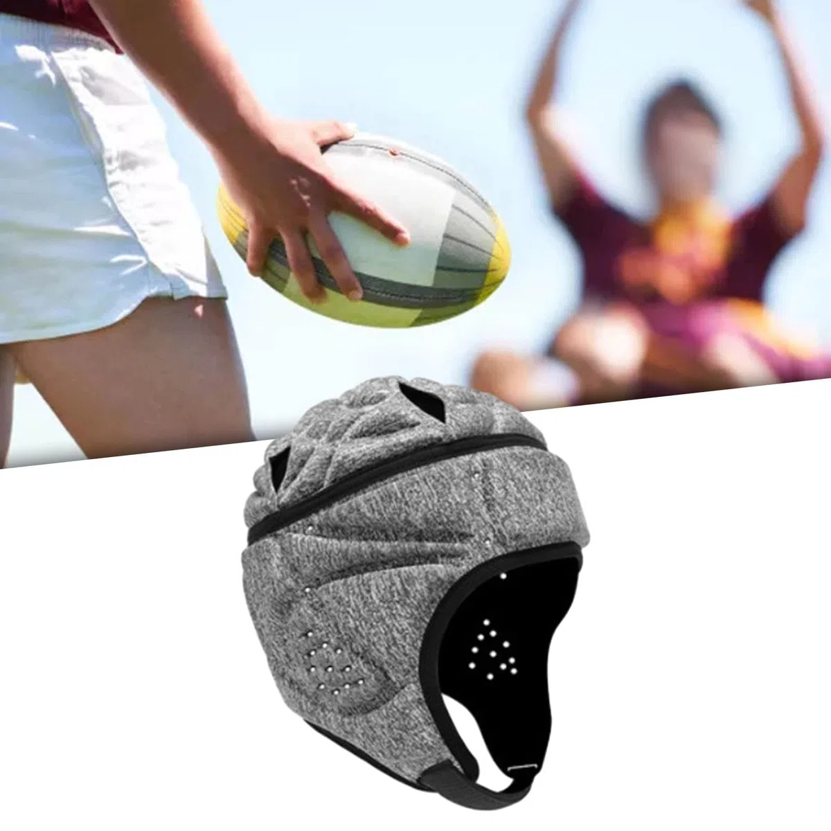F Fityle Casque de Rugby pour Adultes, Couvre-Chef de Rugby, Rembourrage Doux, Casquette de Protection, Drapeau, Casque de Football pour Lanceur de Rugby,