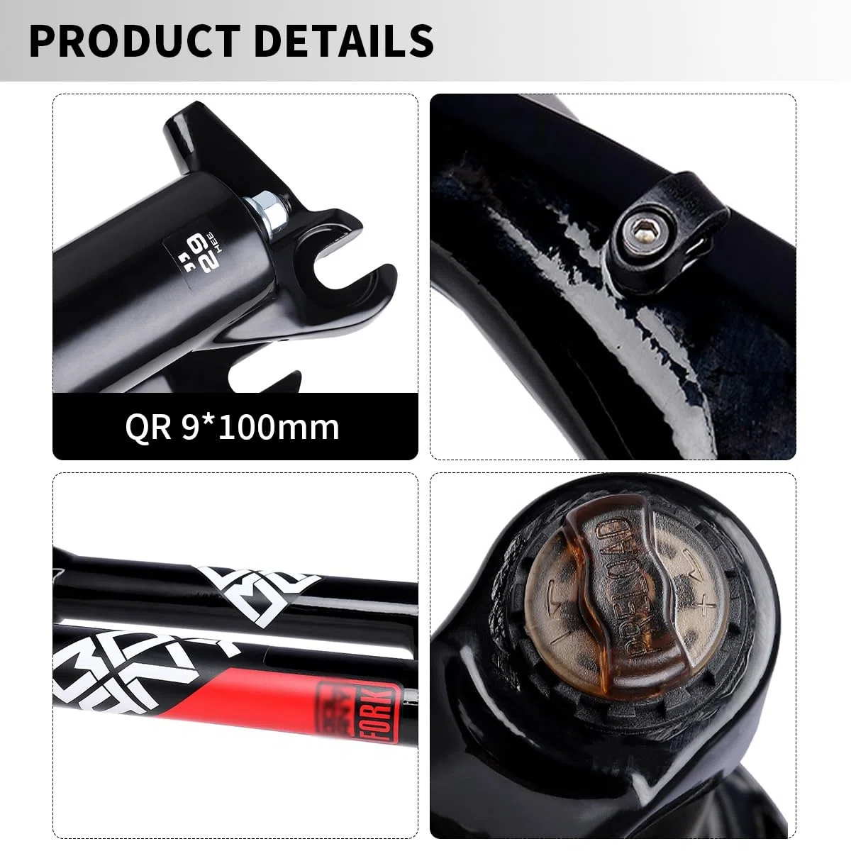 Fourche VTT 26/27.5/29 Pouces Fourches À Suspension Vélo Freins À Disque Fourches Mécanique Débattement 105mm Fourche Avant De Vélo De Montagne Tube Droit 1-1/8" QR 9 * 100mm
