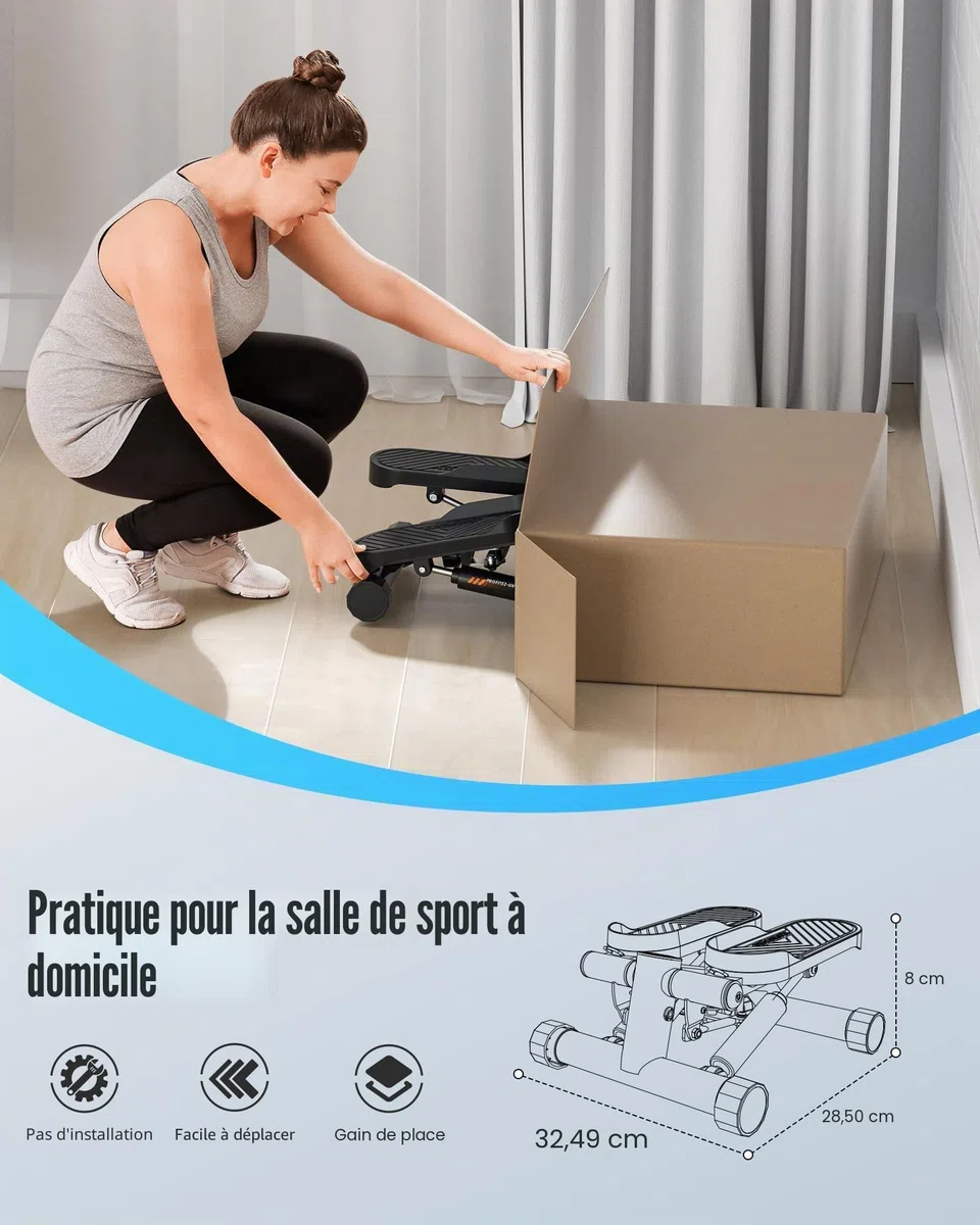 Sportsroyals Stepper d'escalier pour Exercices - Torsadé avec Bandes de résistance et capacité de Poids de 150 kg