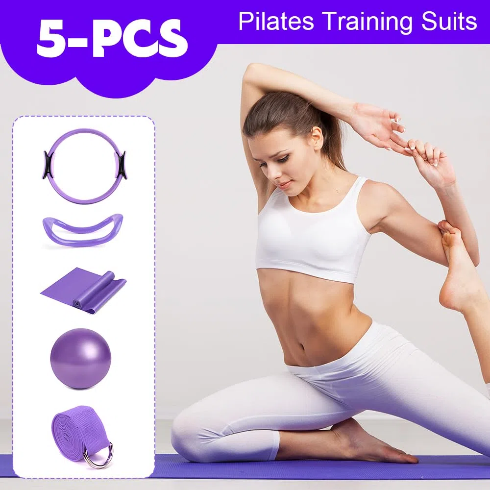 5 Pièces Ensemble D'anneaux de Pilates, Kits de Pilates, Pilates Kit pour Les Séances D'entraînement À Domicil, Pilates Ring Set, Kits de Yoga et Pilates, Pilates Kit pour Jambes, Bras, Cuisses