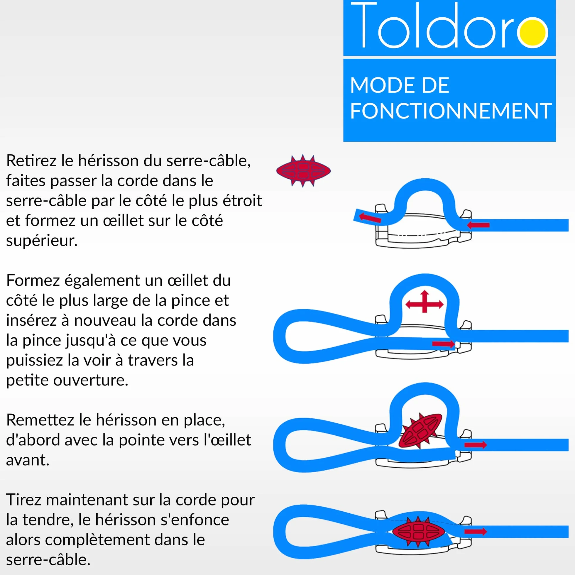 Toldoro Taquet coinceur Super Sharky 2 pièces de 10mm, Accessoires de Fixation de Corde pour voiliers et voiles d'ombrage