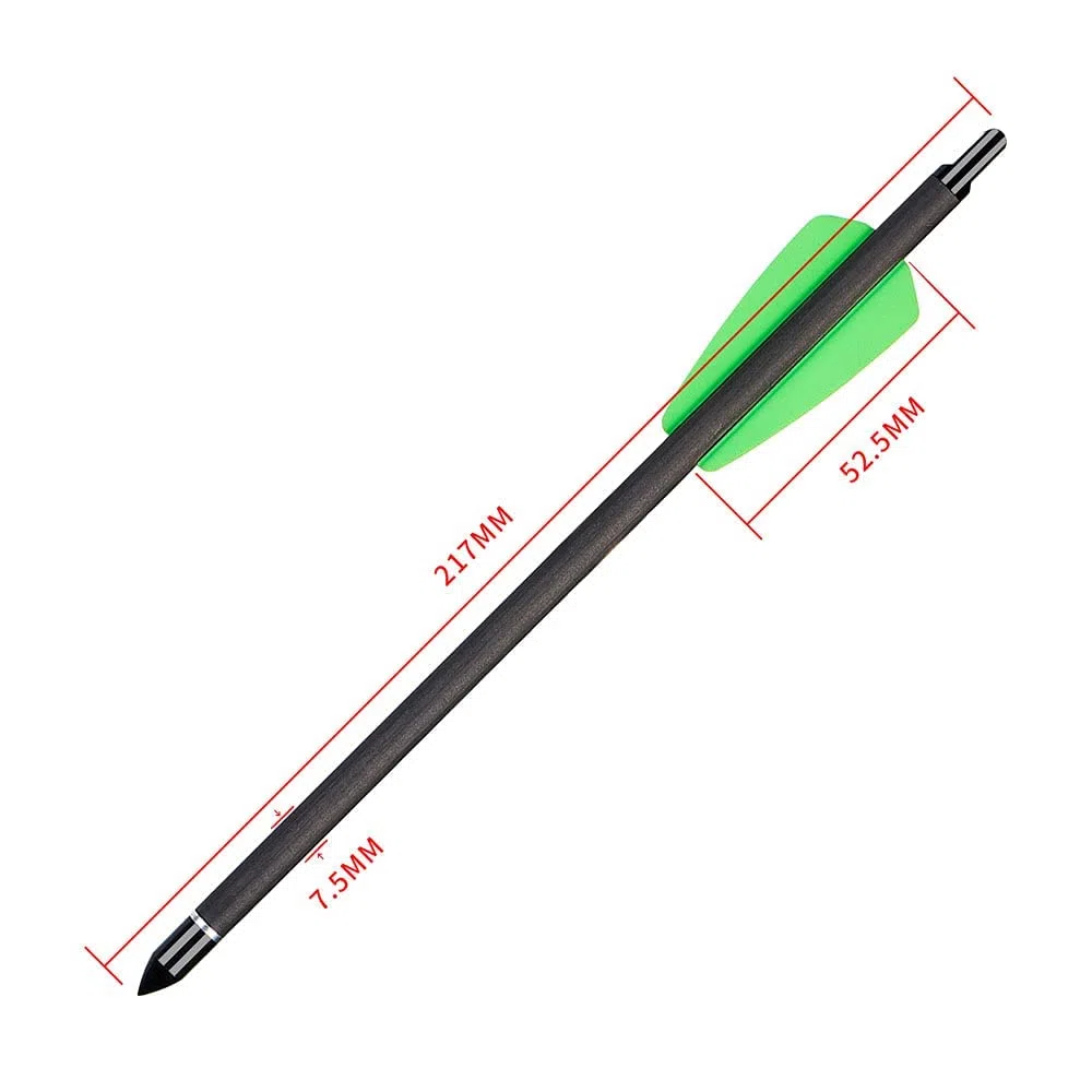 Huntingdoor Flèches en Carbone à Boulon d'arbalète de 7,5 "avec Pointe de flèche remplaçable et flèche de Chasse à l'arc à ailettes en Plastique de 2" pour arbalète Adder Cobra System