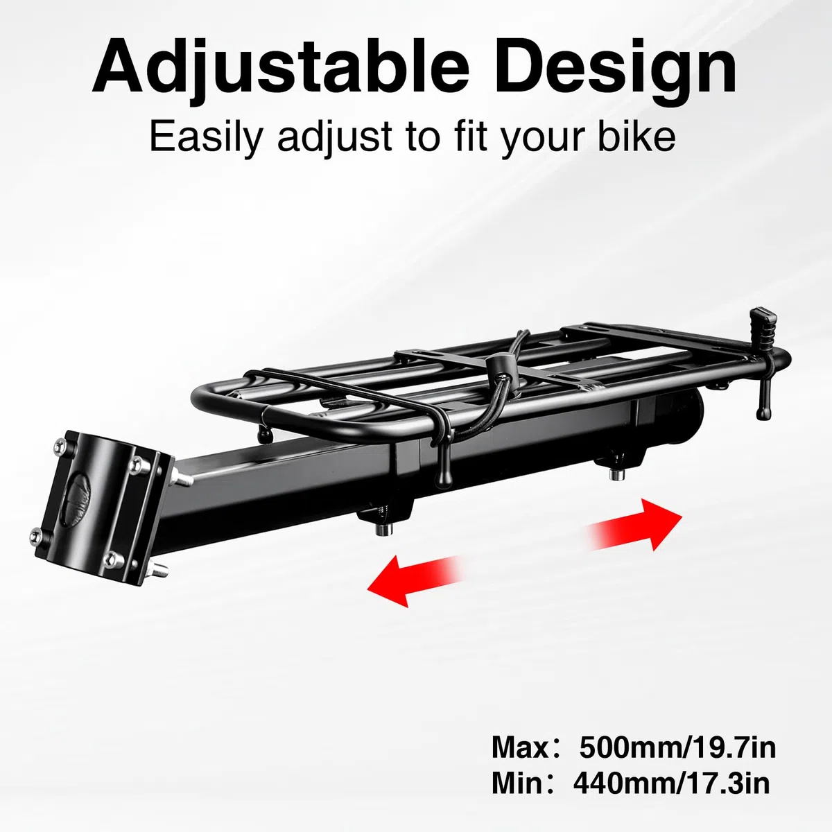 MEGHNA Porte-bagages arrière universel pour vélo - Charge maximale : 30 kg - Réglable pour roues de 20 à 29" - Porte-bagages robuste en aluminium - Montage facile avec outils