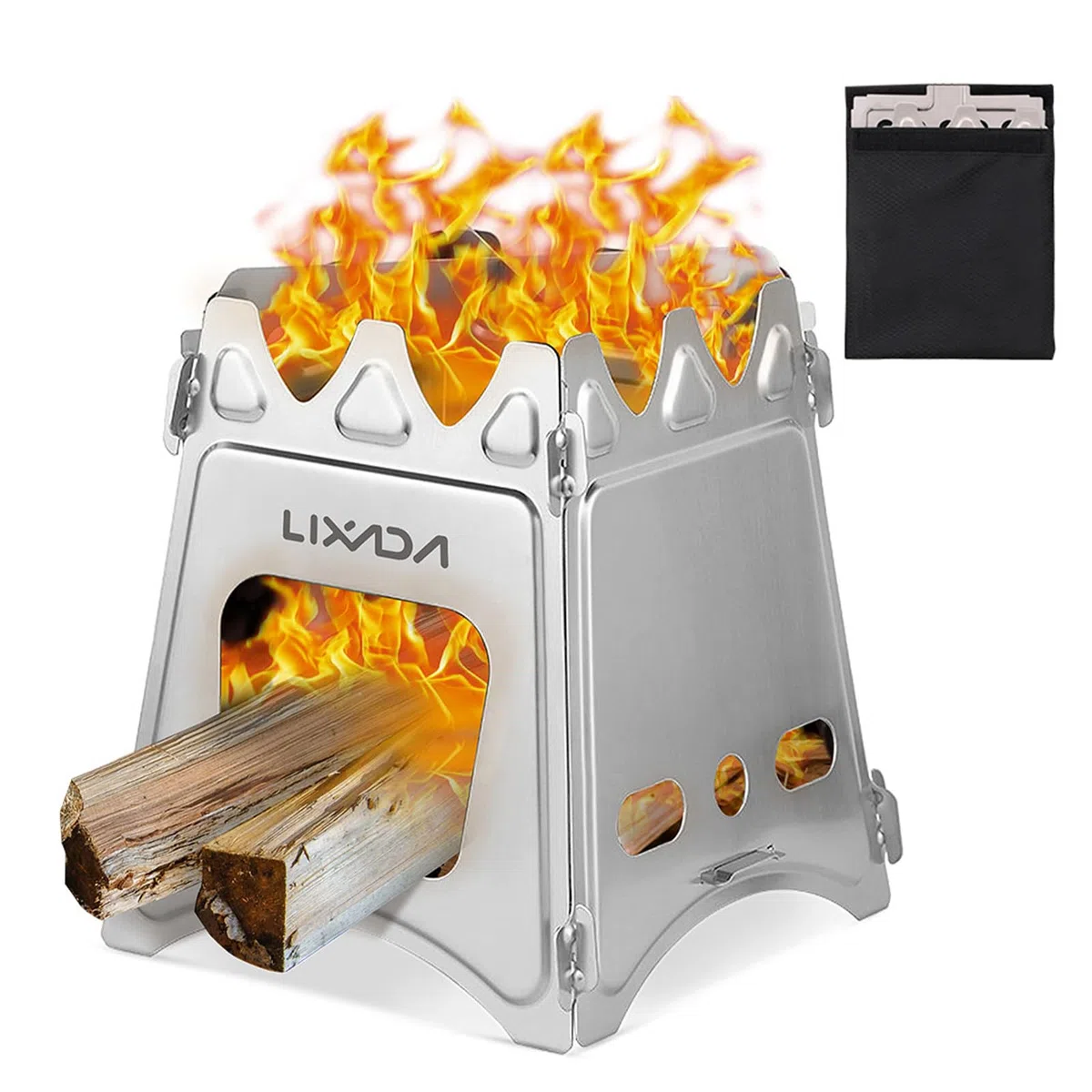 Lixada Rechaud Bois Poêle à Bois Mini Pliable Réchaud de Camping Hobo Poêle pour Pique Nique BBQ Camping Randonnée Voyage