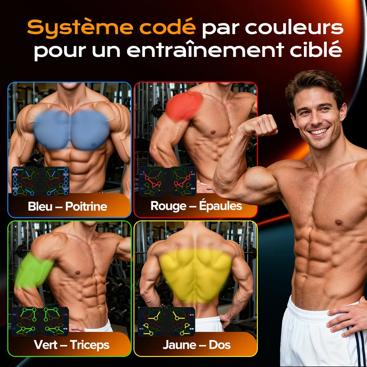AERLANG planche a pompe,musculation sport maison musculation homme,push up board,extra grand 30-en-1,ensemble de planches push-up