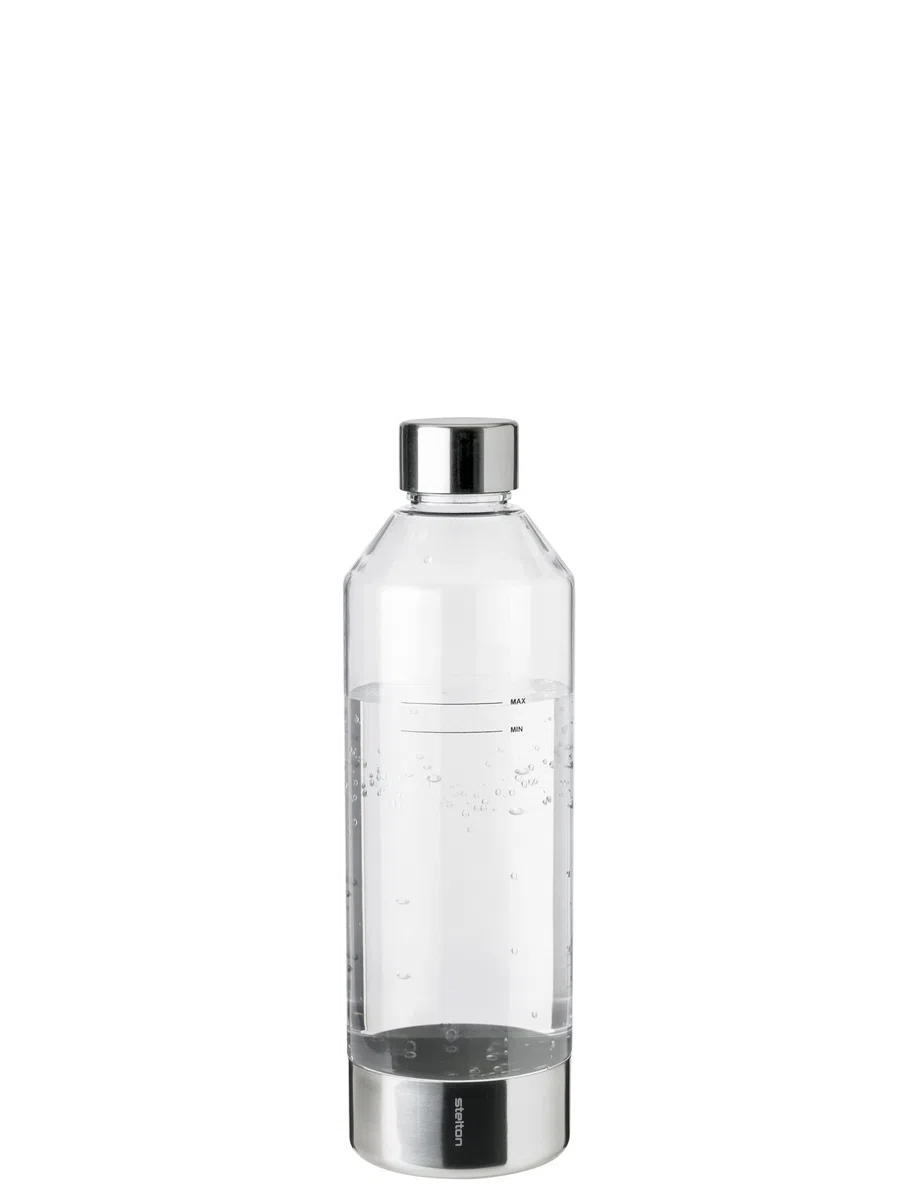 Stelton Bouteille Brus pour Carbonateur – PET, Acier Inoxydable, Sans BPA, Max 0.84L – Élégante et Fonctionnelle