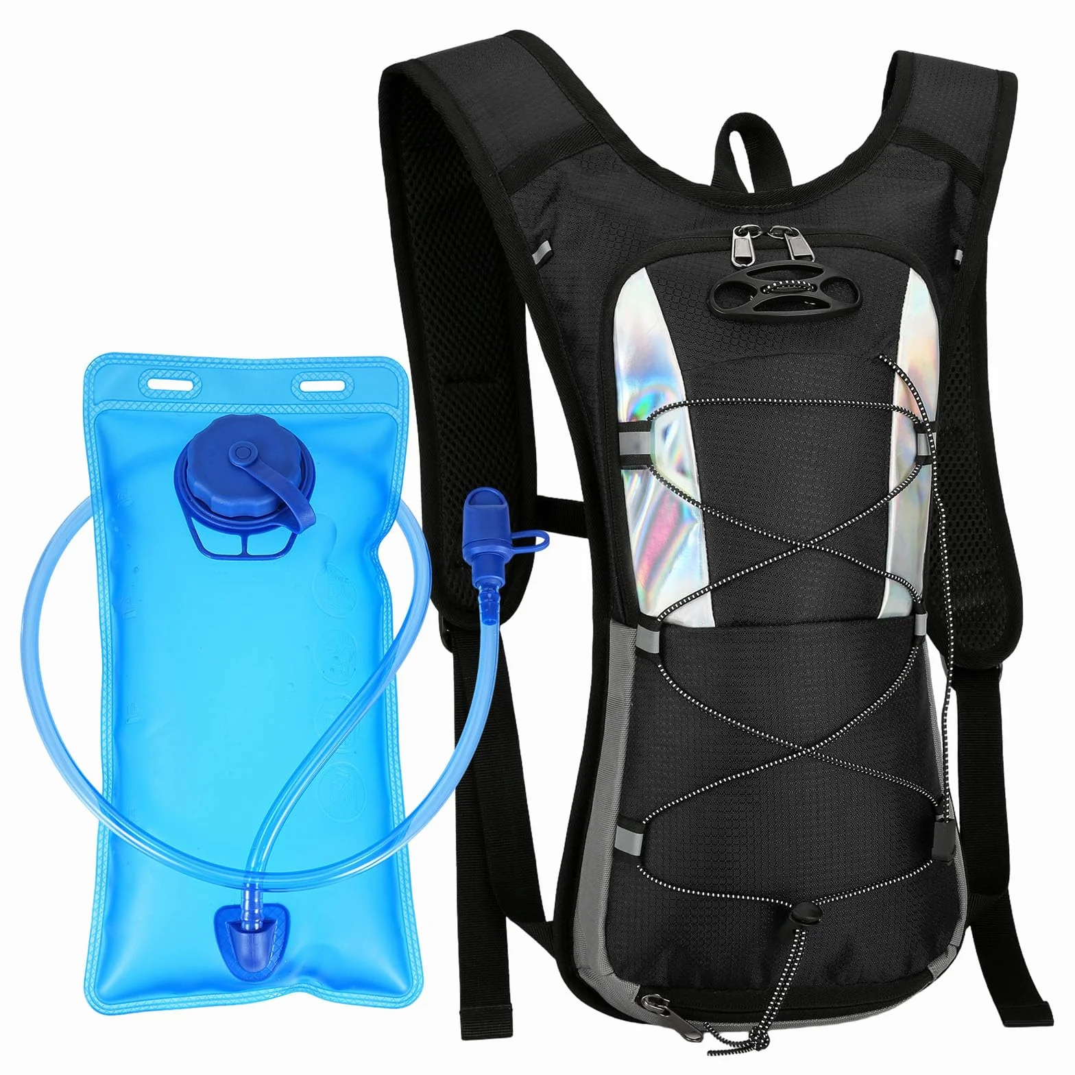 Sac à Dos d'Hydratation Running avec Vessie d'eau 2L & Filet à Casque, Sac Léger Respirant pour Trail, Randonnée, Cyclisme VTT, Marathon - Sangle Ajustable Homme Femme