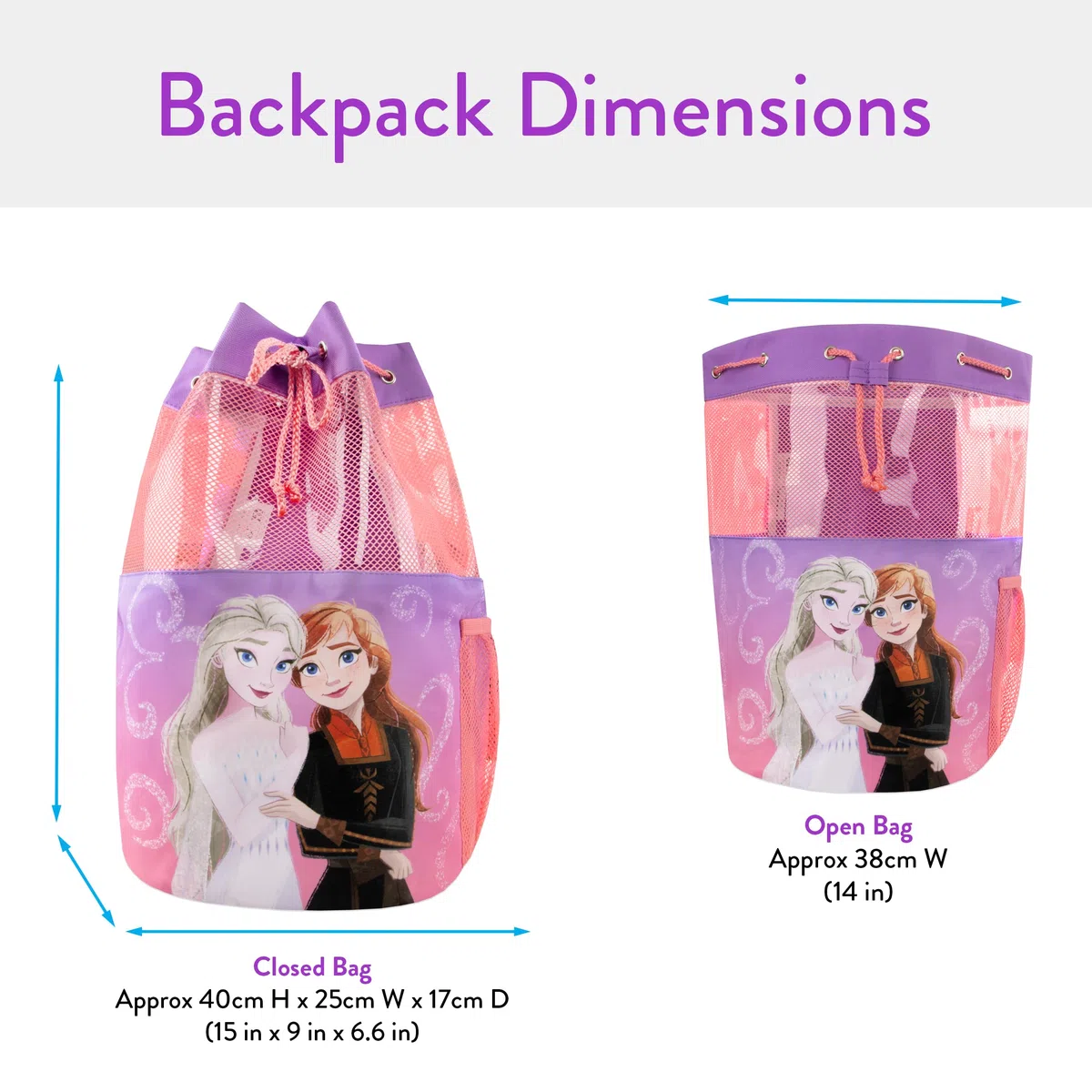 Disney Sac de natation La Reine des Neiges, sacs de natation Anna et Elsa, sac pour filles avec cordon de serrage