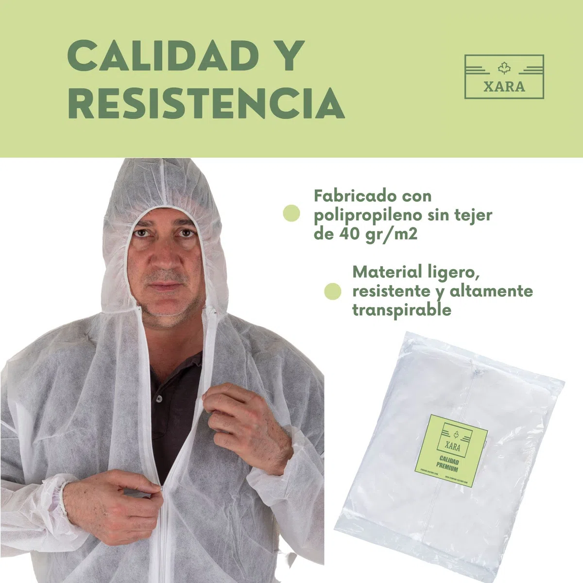 XARA Combinaison Jetable Homme - Combinaison Peinture Jetable en TNT avec Capuche - Lot 5 - Protection contre la Saleté et les Particules - Confortable et Respirant - 100% recyclable