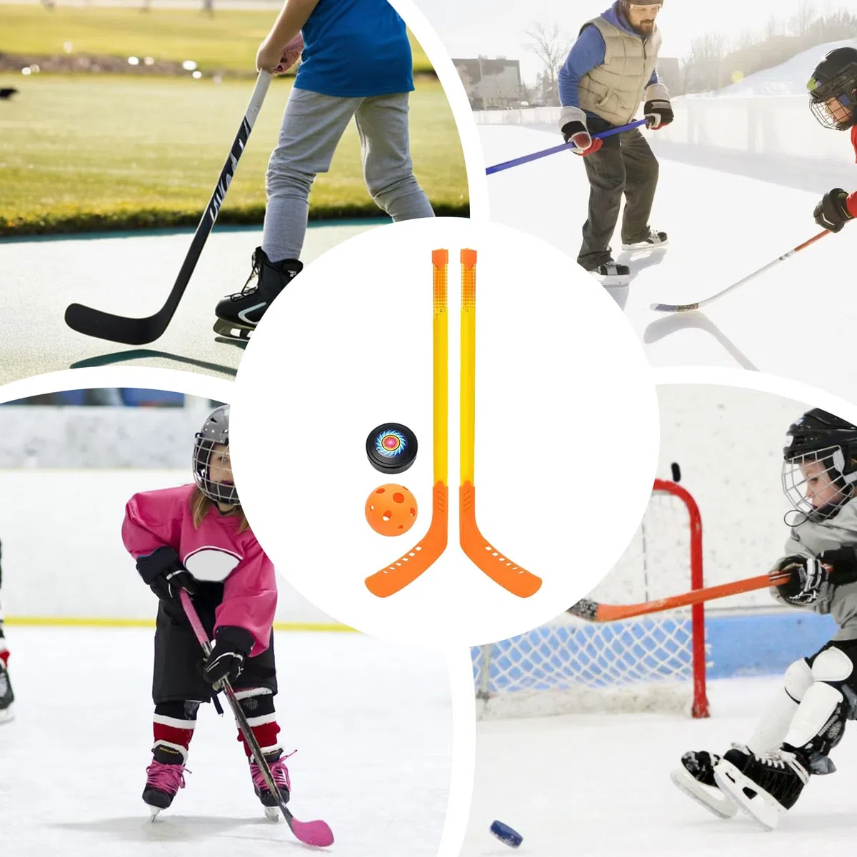 Générique Ensemble de Hockey en Plein air, bâton de Hockey pour Jeunes, Ensemble de bâtons et balles de, de bâtons et de balles de pour Jeunes pour débutants, Ensemble de sur Glace