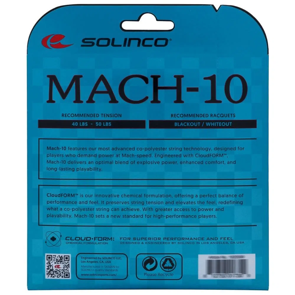 Solinco Mach-10 - Lot de 12 m - 1,30 mm - Bleu