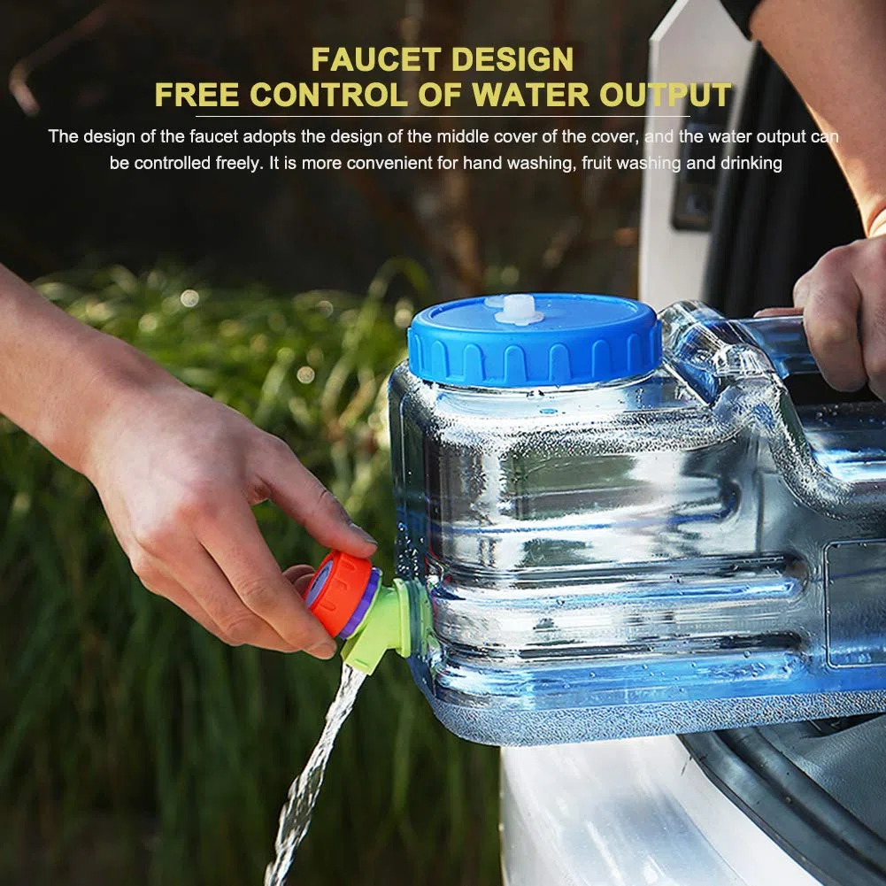 Starnearby Bidon d'eau 5L-22L avec Robinet, Réservoir d'eau Potable, Jerrican Alimentaire Camping, Conteneur d'eau sans BPA avec Tuyau et Brosse pour Camping, Randonnée