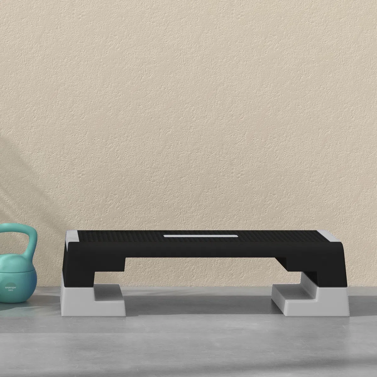 SPORTNOW Stepper réglable en hauteur avec marches amovibles et fond antidérapant, étape aérobic en ABS, 97 x 36 x 15/20/25 cm, gris