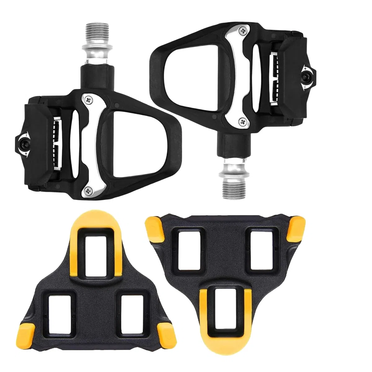 1 Paire de Repose Pieds Pédales à Clic pour Vélo de Route en Aluminium Noir avec à Languettes Antidérapantes Pédales de Vélo SPD Compatible avec Le Système SPD SL pour Le Vélo de Route